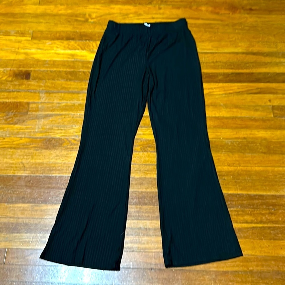 Maurices Womens Ribbed Pull On Dress Pants, Black, Sz Medium